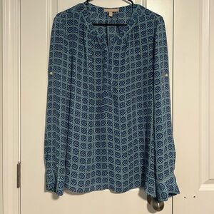 Banana Republic Blue Geometric Blouse
